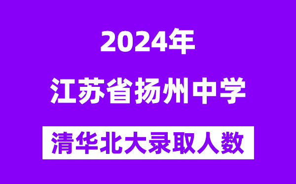 2024年扬州中学考入清华北大人数是多少？附历年分数线